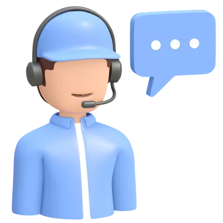 Mann Callcenter Mit Headset Kundensupport Symbol Und Chat Symbol 3 D Gerenderte Abbildung 3D Illustration
