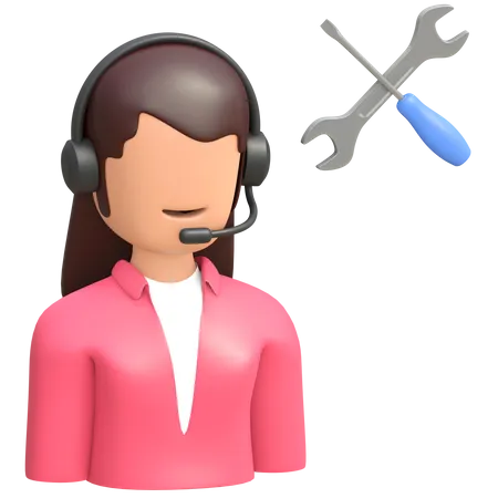 Frauen Callcenter Mit Headset Kundensupport Symbol Und Schraubenzieher Symbol 3 D Gerenderte Abbildung 3D Illustration