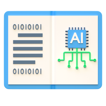 Buch zur künstlichen Intelligenz  3D Icon