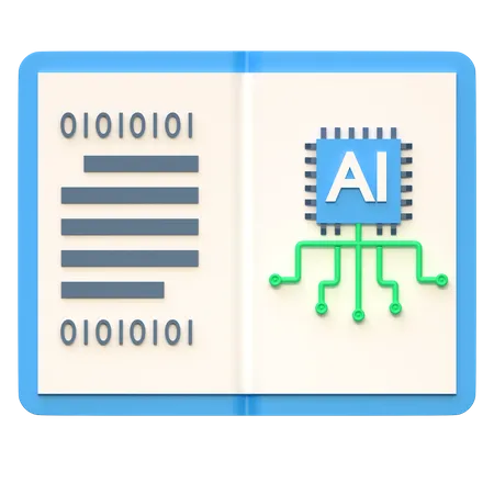 Buch zur künstlichen Intelligenz  3D Icon