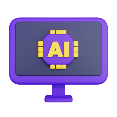 Künstliche Intelligenz Computer  3D Icon