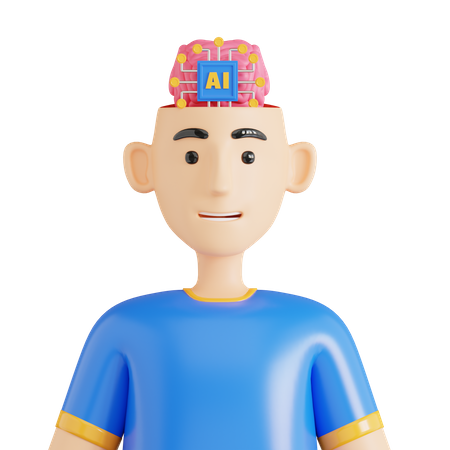 Künstliche Intelligenz Gehirn  3D Icon