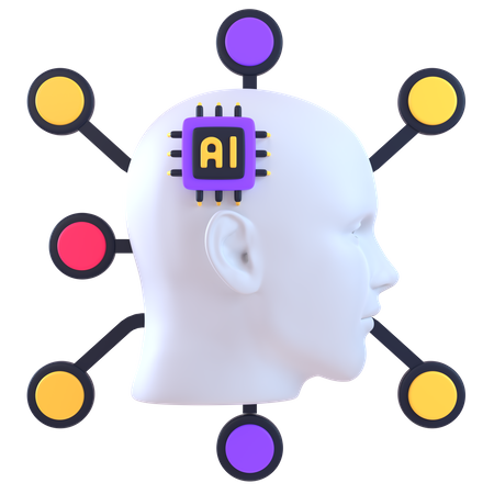 Künstliche Intelligenz Gehirn  3D Icon