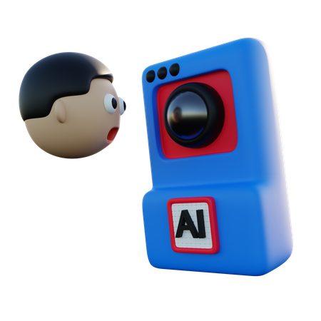 Künstliche Intelligenz zur Gesichtserkennung  3D Icon