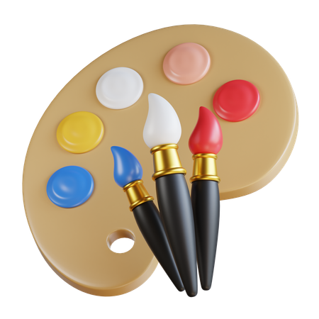 Kunstpalette und Pinsel  3D Icon