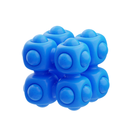 Kunststoff harz abstrakt blau abgerundet block cluster  3D Icon