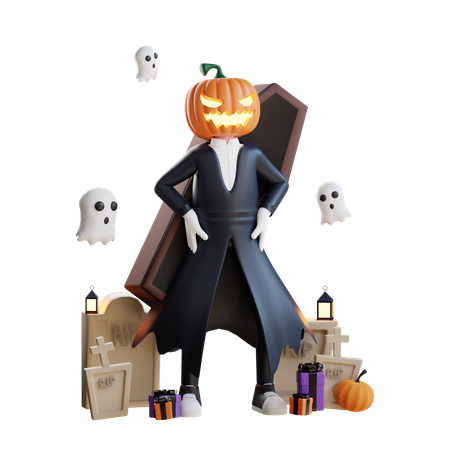 Jack O Laterne stehend  3D Illustration