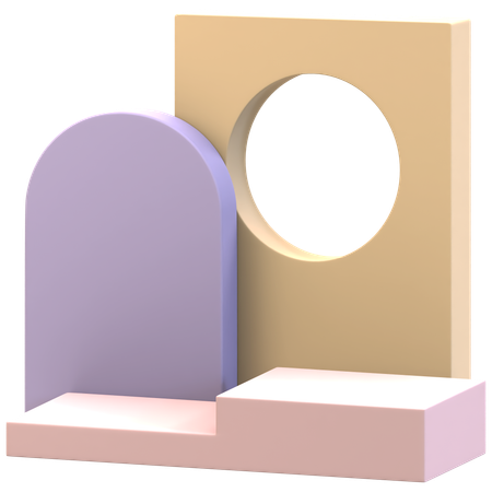 Kurzes Treppenpodest mit zwei Hintergründen  3D Icon
