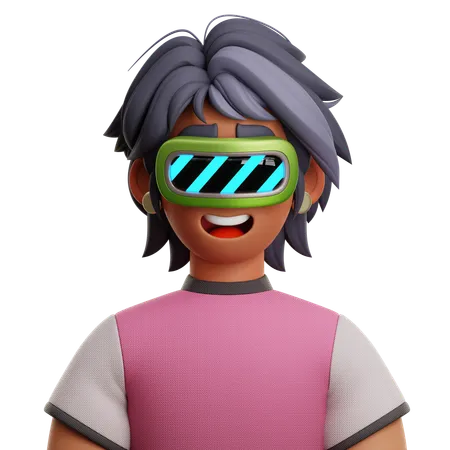 Frau mit kurzen Haaren mit VR  3D Icon
