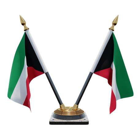 Kuwait-Doppel-Tischflaggenständer  3D Flag