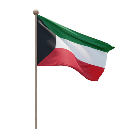 Kuwait Flag Pole 3D Illustration