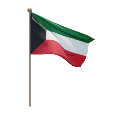 Kuwait Flag Pole 3D Illustration