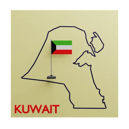 Kuwait map  3D Icon
