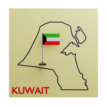 Kuwait map  3D Icon