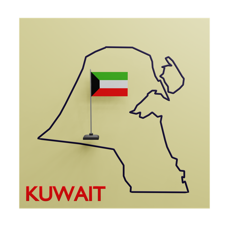Mapa do Kuwait  3D Icon
