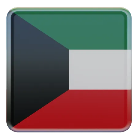 Quadratische Flagge von Kuwait  3D Icon
