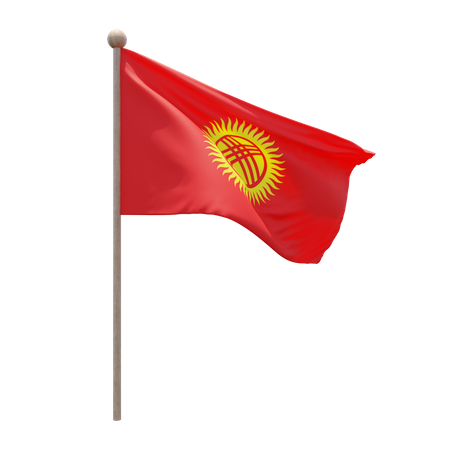 Kyrgyzstan Flag Pole  3D Illustration