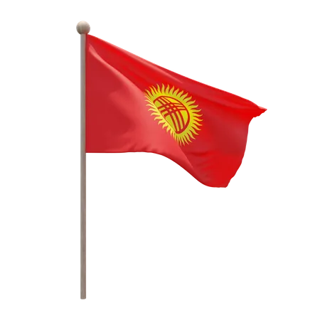 Kyrgyzstan Flag Pole  3D Flag