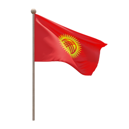 Kyrgyzstan Flagpole  3D Icon