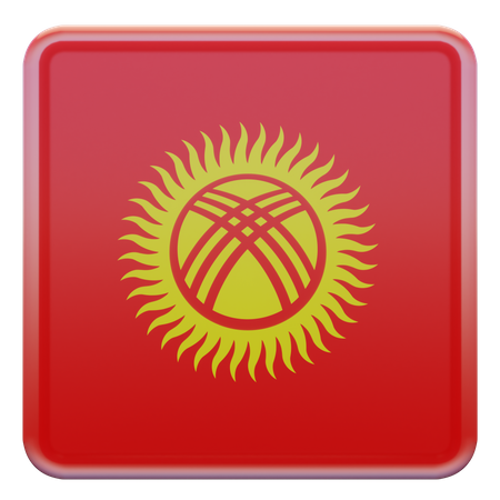 Kyrgyzstan Square Flag  3D Icon