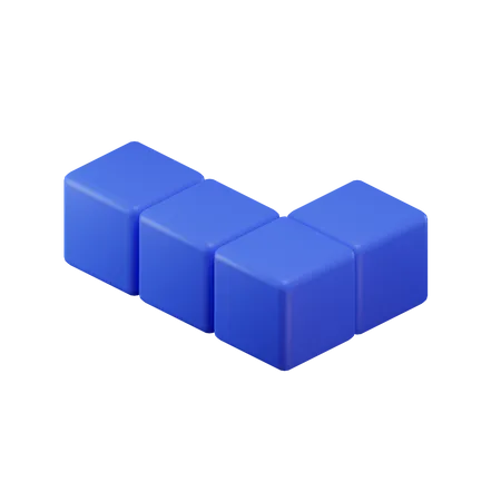 L-förmiger Tetrisblock  3D Icon