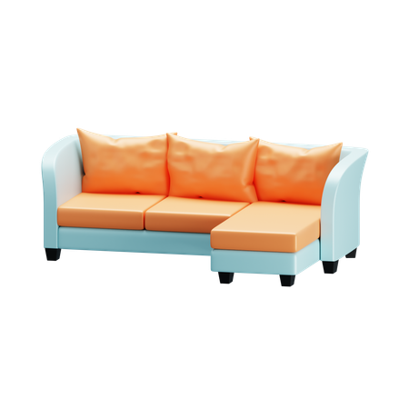 L-förmiges Sofa  3D Icon