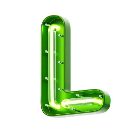 L Letter Shape Neon Text  3D Icon