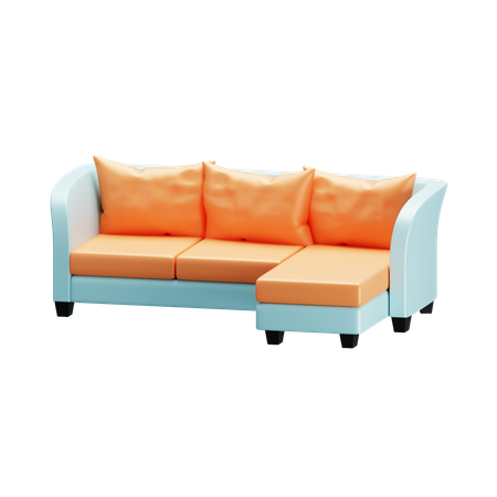 L shape sofa  3D Icon