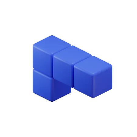 L-Shape Tetris Block  3D Icon