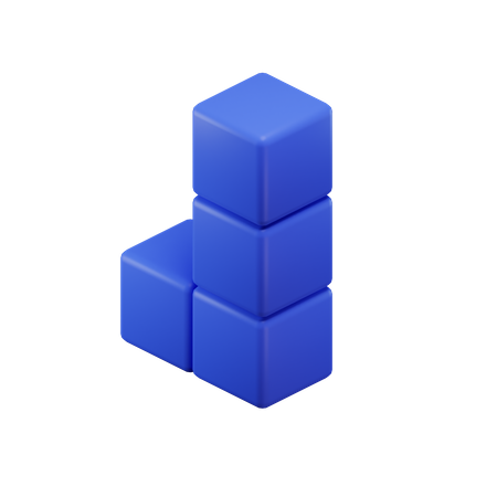 L-Shape Tetris Block  3D Icon