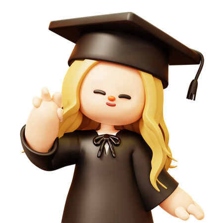 La chica baila en la ceremonia de graduación.  3D Icon