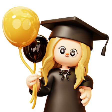 La fille apprécie la fête de remise des diplômes  3D Icon