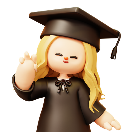 La fille danse lors de la cérémonie de remise des diplômes  3D Icon
