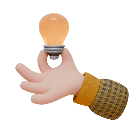 La main tient une ampoule  3D Icon