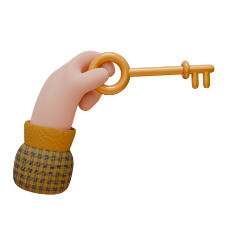 La main tient une clé en or  3D Icon