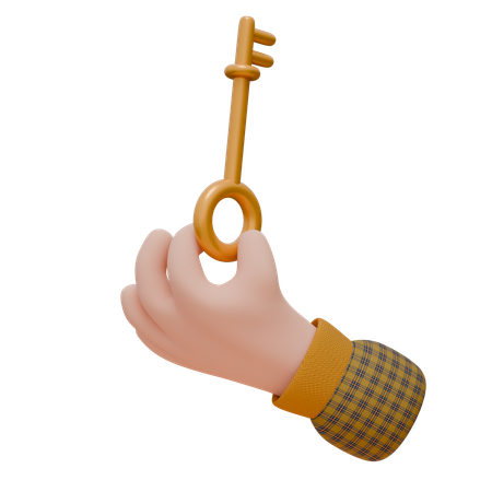 La main tient une clé en or  3D Icon