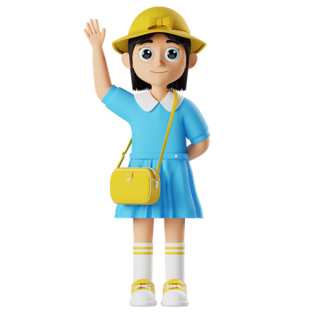 La petite fille dit bonjour  3D Icon