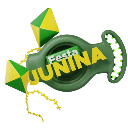 Festa Junina 3 D Label Featuring Pennants 3D Icon