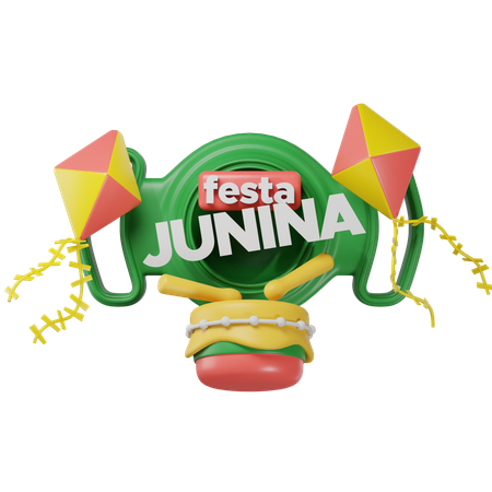 Label Featuring Pennants And Drums  3D Icon