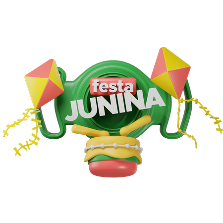 Label Featuring Pennants And Drums  3D Icon