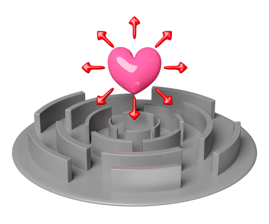 Laberinto con corazón  3D Illustration