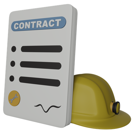 Labour Contract And Safety Helmet  3D Icon