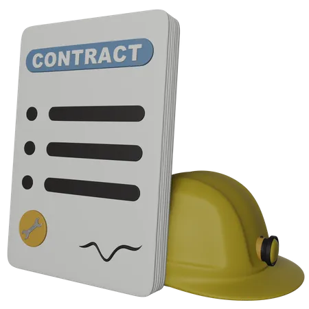 3 D Labour Contract And Safety Helmet Illustration 3D Icon