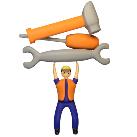 Labour Lifting construction tools  3D Illustration