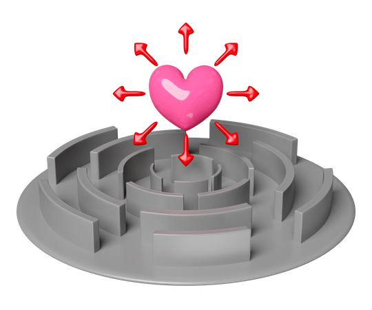 Labyrinth mit Herz  3D Illustration