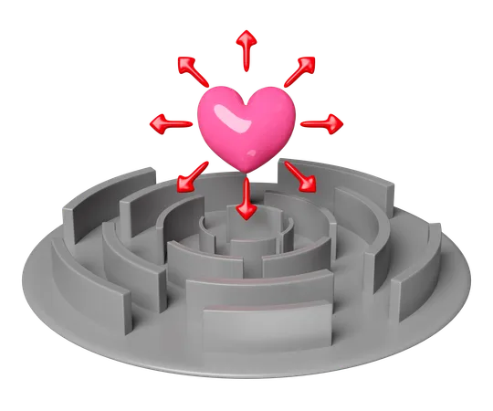 Labyrinth mit Herz  3D Illustration