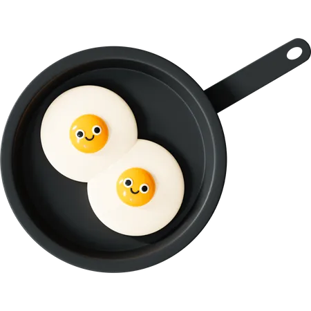 Lächeln Eier auf der Bratpfanne  3D Icon