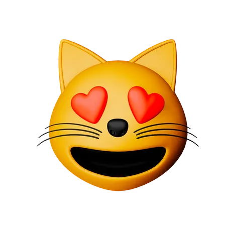 Lächelnde Katze mit Herzaugen-Emoji  3D Icon