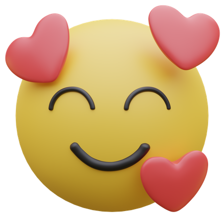 Lächelndes Gesicht mit Herzen  3D Icon