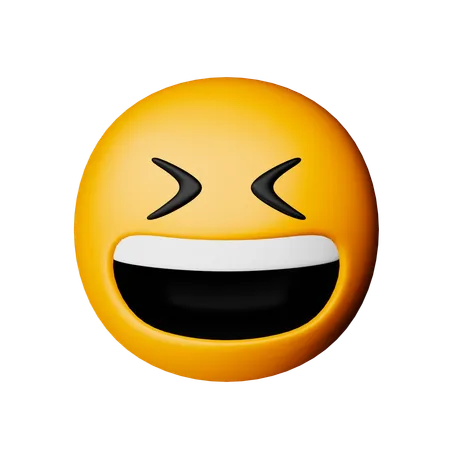 Lächelndes Gesicht mit offenem Mund und fest geschlossenen Augen  3D Icon